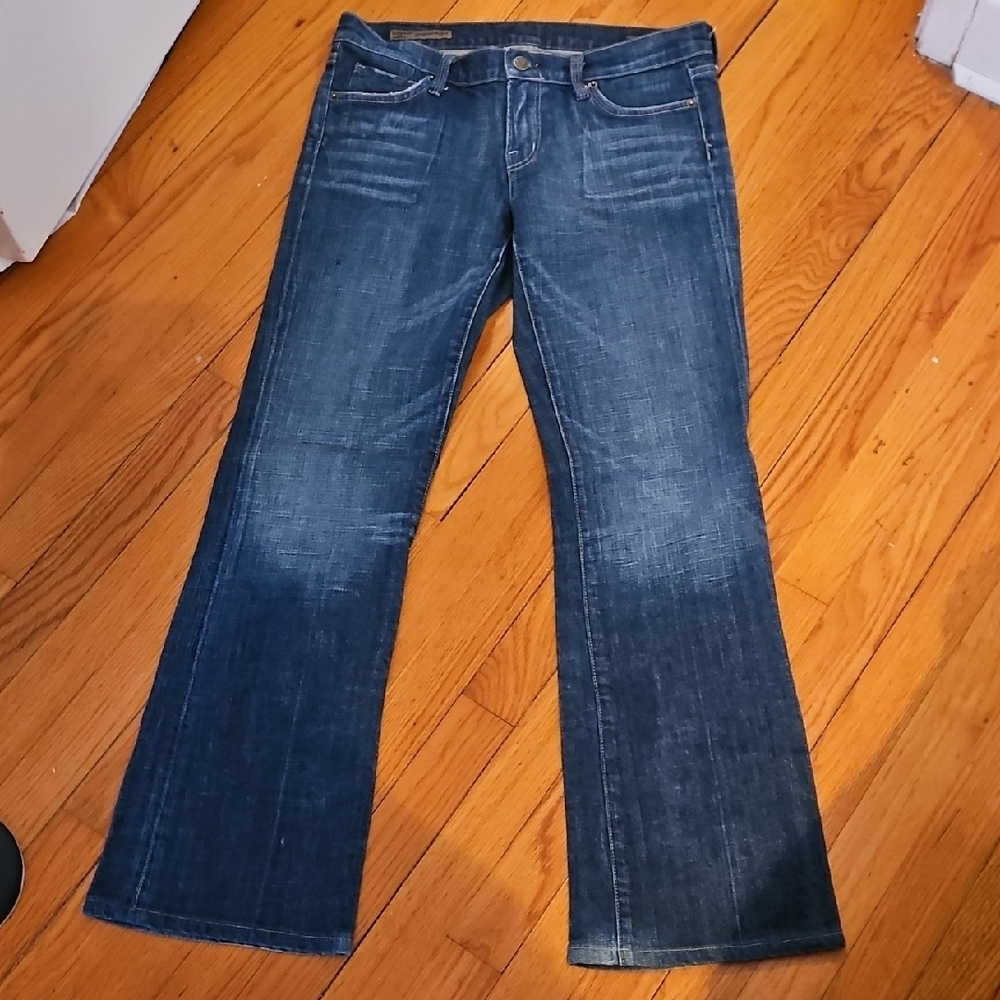 Citizens Of Humamity Low Waist Boot Cut, Sz 28 Blue Distressed Denim Jeans - Picture 3 of 12